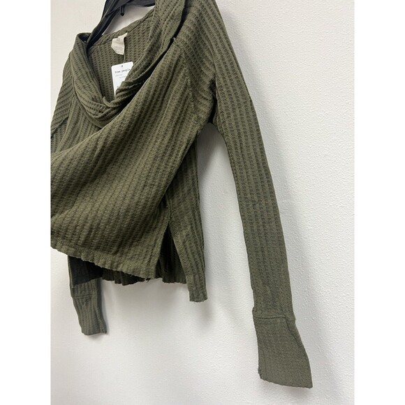 We The Free / Free People Wildcat Cowl Neck Thermal Pullover Sweater Military XS - Picture 5 of 6